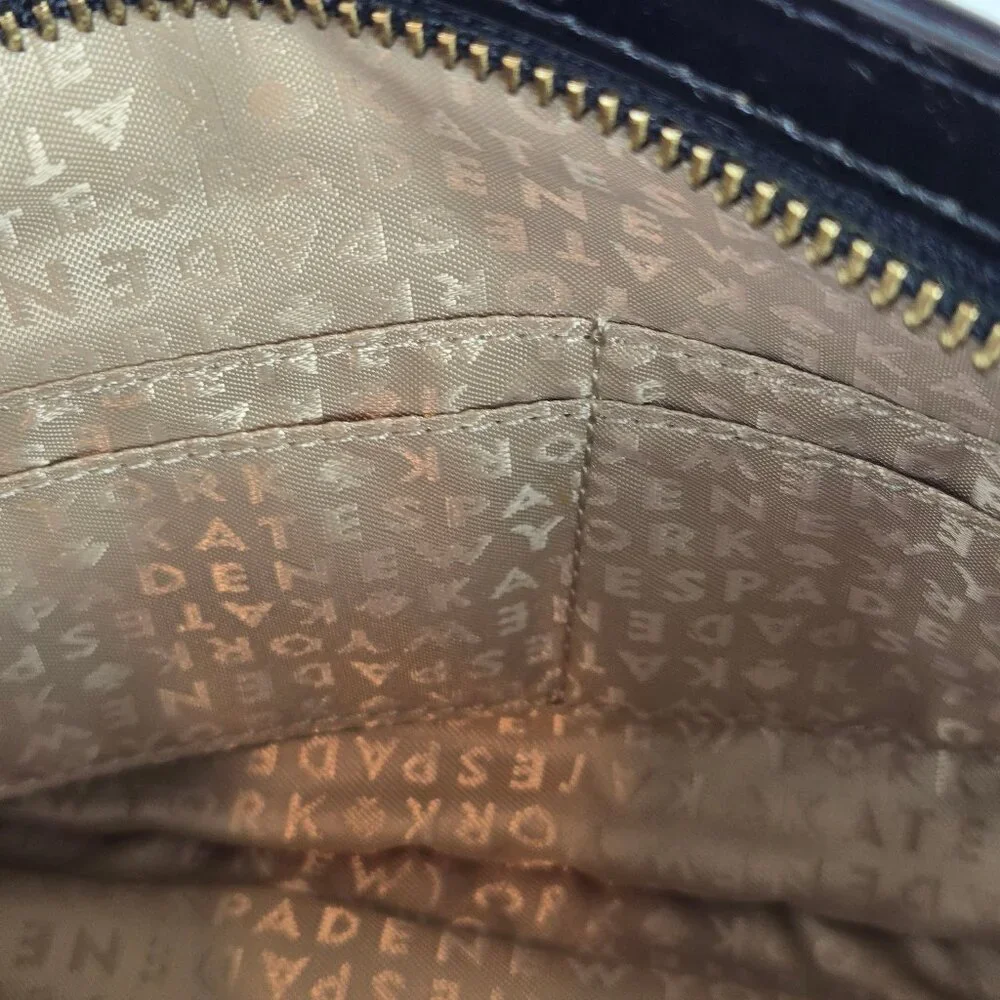 Kate Spade Camellia Street Amy Crossbody Bag Black Patent PVC Debossed Dots